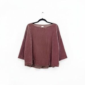 Poetry True Velvet Top 6 Light Brown Silk Lux Drape Style Modern Boxy‎ Blouse
